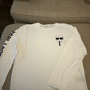 Karl Lagerfeld Graphic White Long Sleeve Tee